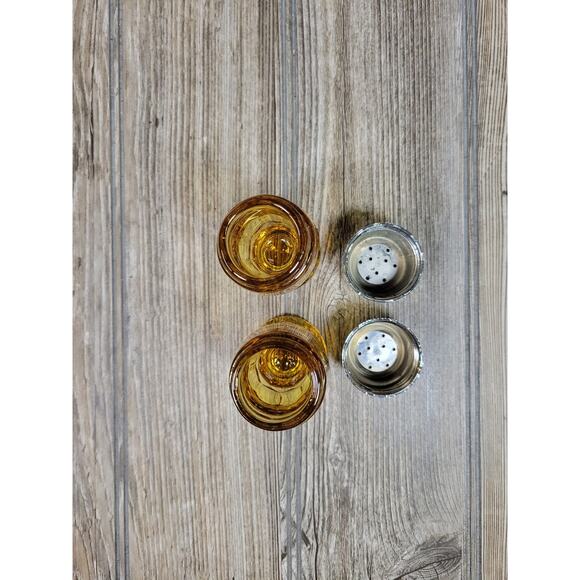 Vintage Amber Salt Pepper Shakers, Georgian Anchor Hocking - Picture 3 of 4